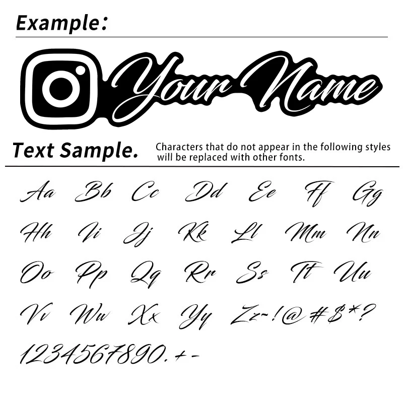 1PC Custom User Name Instagram Motorcycle Stickers Waterproof with Black Background DIY Fuel Tank Helmet Car Vinyl Decals