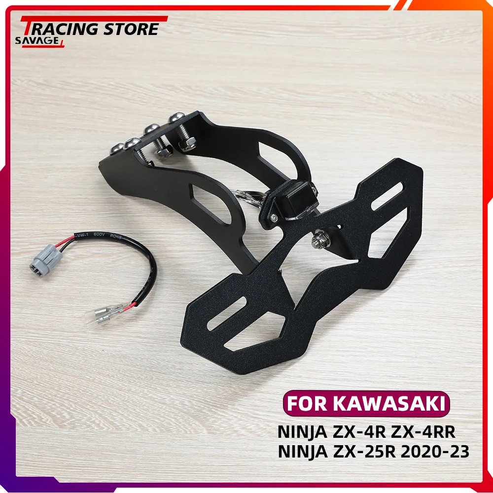 

2024 For KAWASAKI NINJA ZX25R ZX4RR ZX4R Motorcycle License Plate Holder LED Light NINJA Tail Tidy Fender Eliminator Accessories