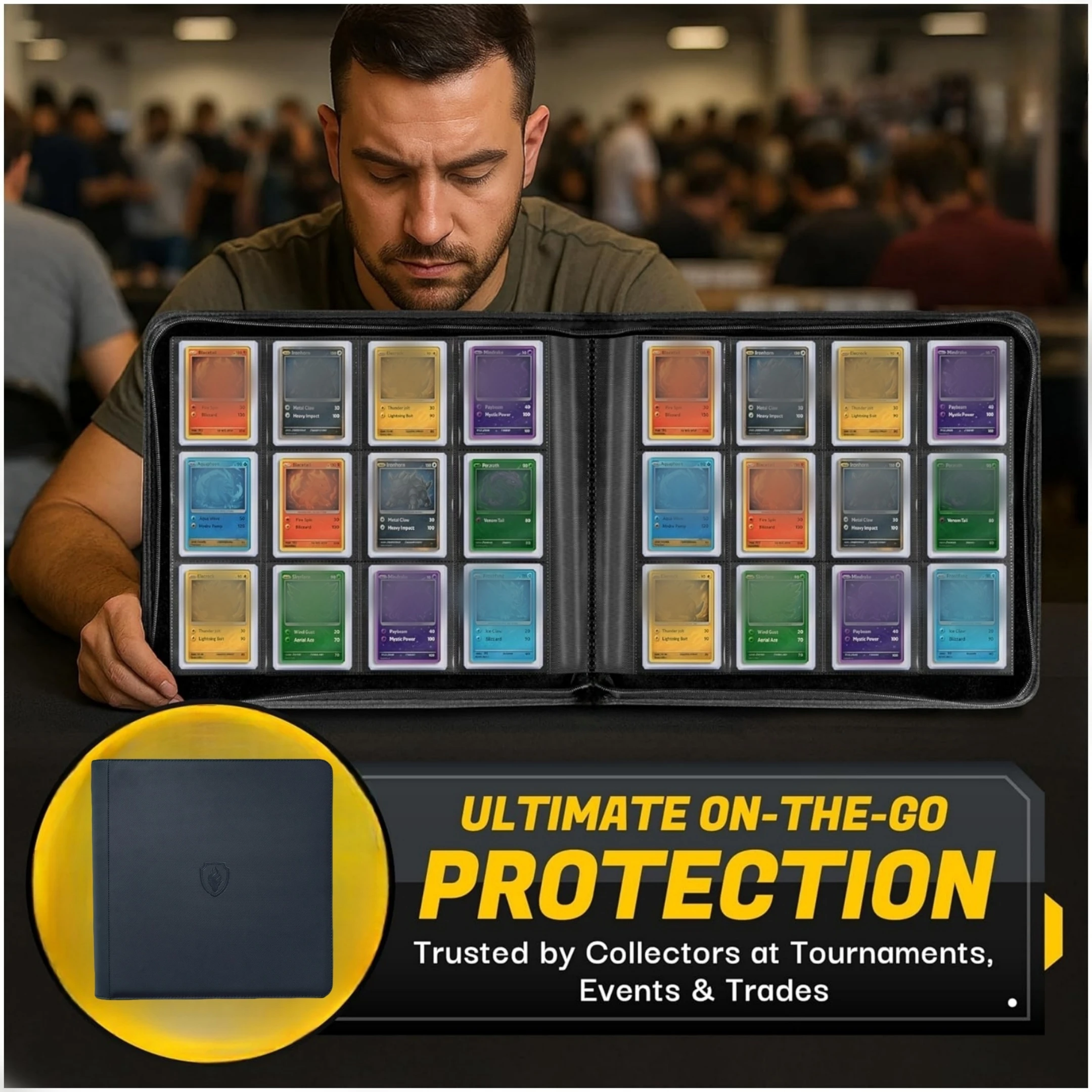 Holds 384 Toploaders | 12-Pocket | Ringless Double-Sided Pockets | Premium Top Loader Binder for Trading Cards