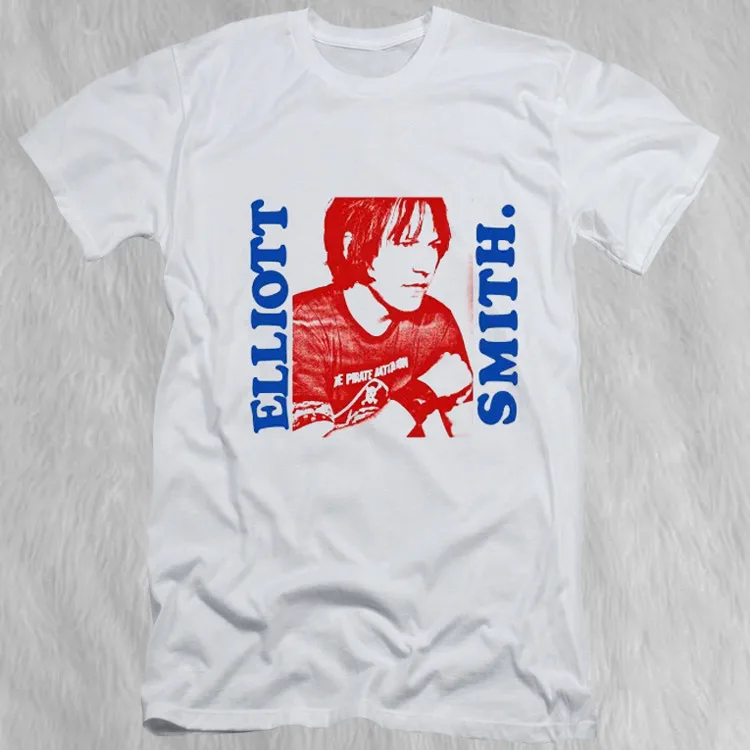 ELLIOTT SMITH 90s Retro Style Full Size White T-Shirt