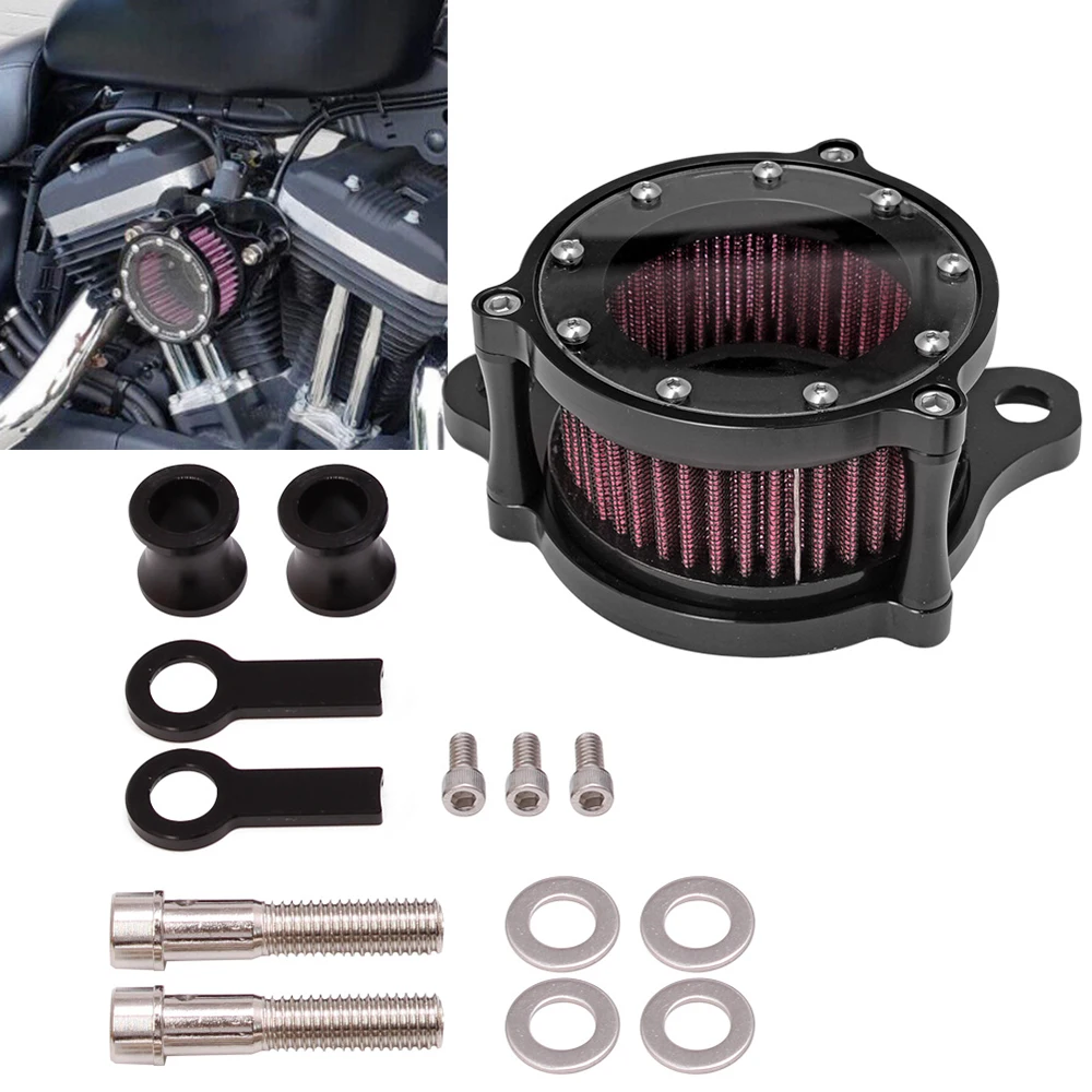 

Motorcycle Black CNC Air Cleaner Intake System Filter Kit For Harley Sportster Iron XL 883 1200 72 48 1988-2022