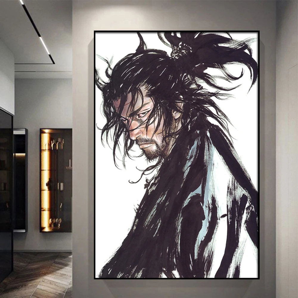 Japanese Samurai Miyamoto Musashi Canvas Poster Characters Wall Art Painting Prints Picture Bedroom Living Room Decorative Mural