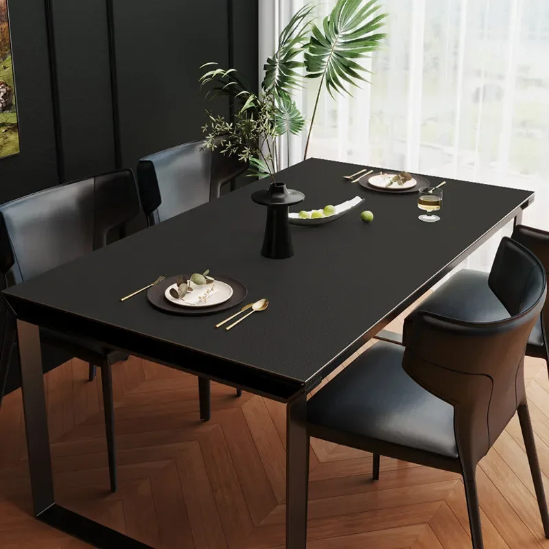 Black Table Cover Protector Waterproof Oil-Proof PVC Table Cloth Stain-Resistant Wipeable for Dining Coffee Tabletop