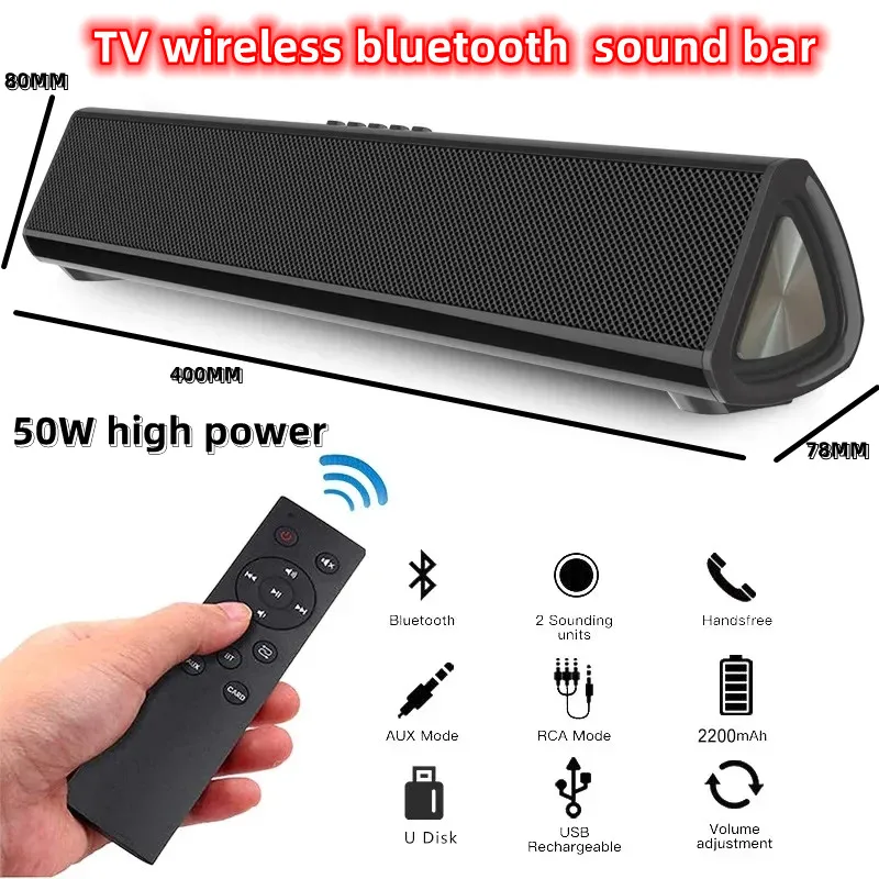 

50W soundbar TV wireless bluetooth speaker home theater sound system 3D stereo surround with remote control caixa de som for pc