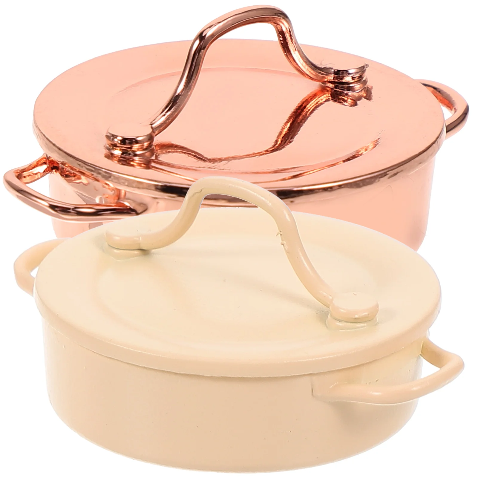 

2pcs Miniature Food 1:12 Kitchen Model Dollhouse Accessories Gold Cream Pots Lightweight Alloy Vivid Decorative Mini
