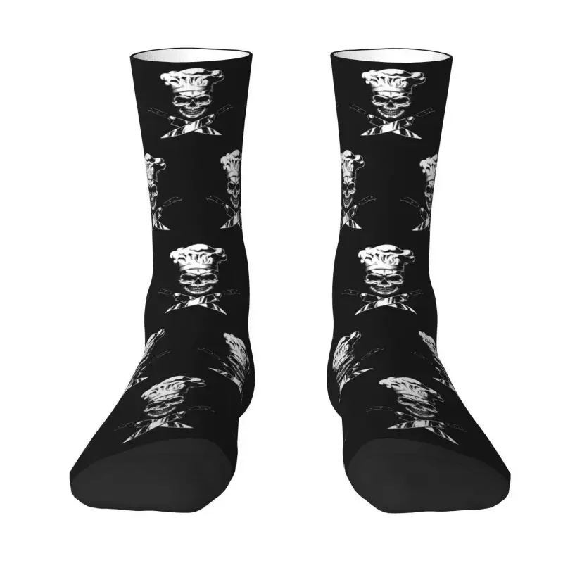 Cool Printing Chef Cooking Skull Cross Knife Socks for Women Men Stretchy Summer Autumn Winter Crew Socks