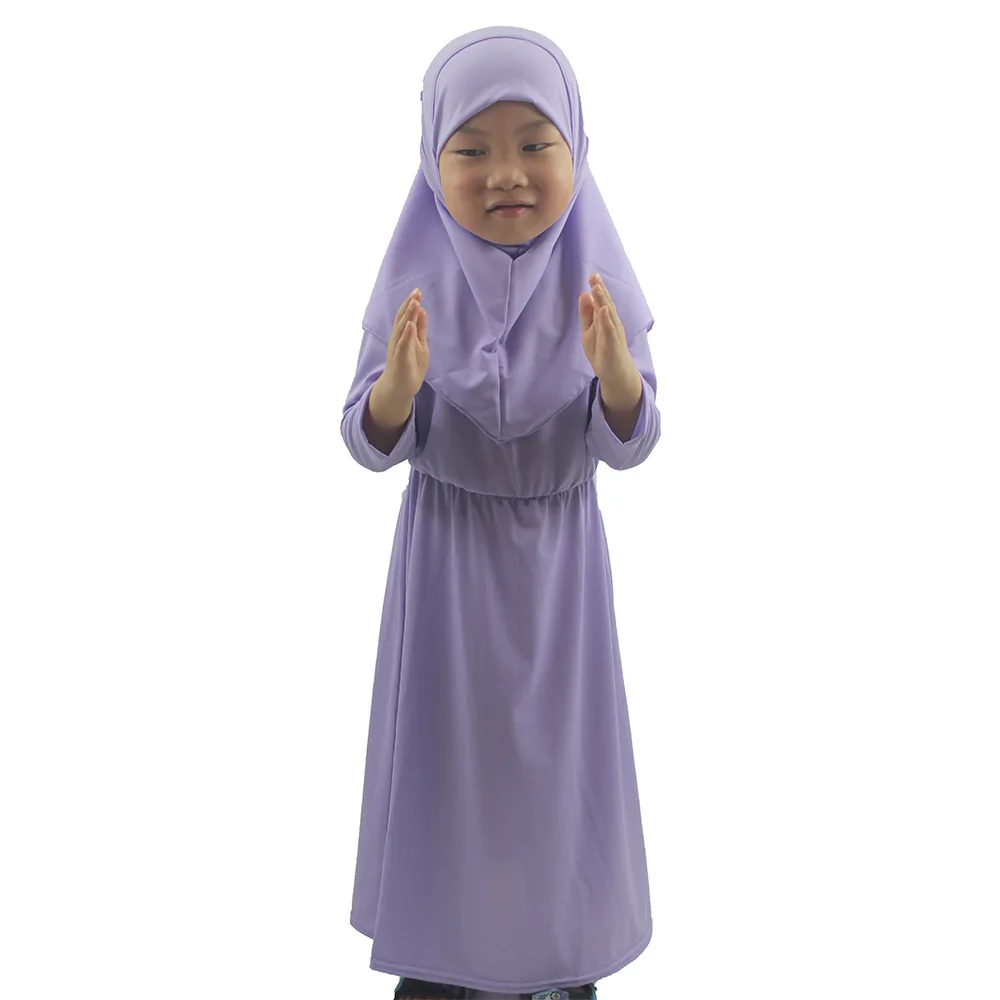 Muslim Abaya Robe and Headscarf Set for Girls Kids Hijab Prayer Dress Khimar Burqa Kaftan Children Gown Islamic Outfits Jalabiya