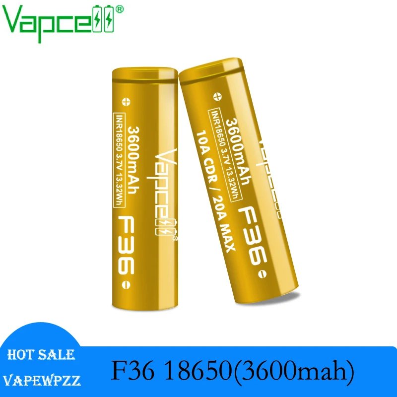 1-10 sztuk oryginalnego ogniwa Vapcell F36 INR18650 3600mAh 10A / 20A o wysokiej pojemność mocy 3.7V 18650 litowo-jonowego do wielokrotnego