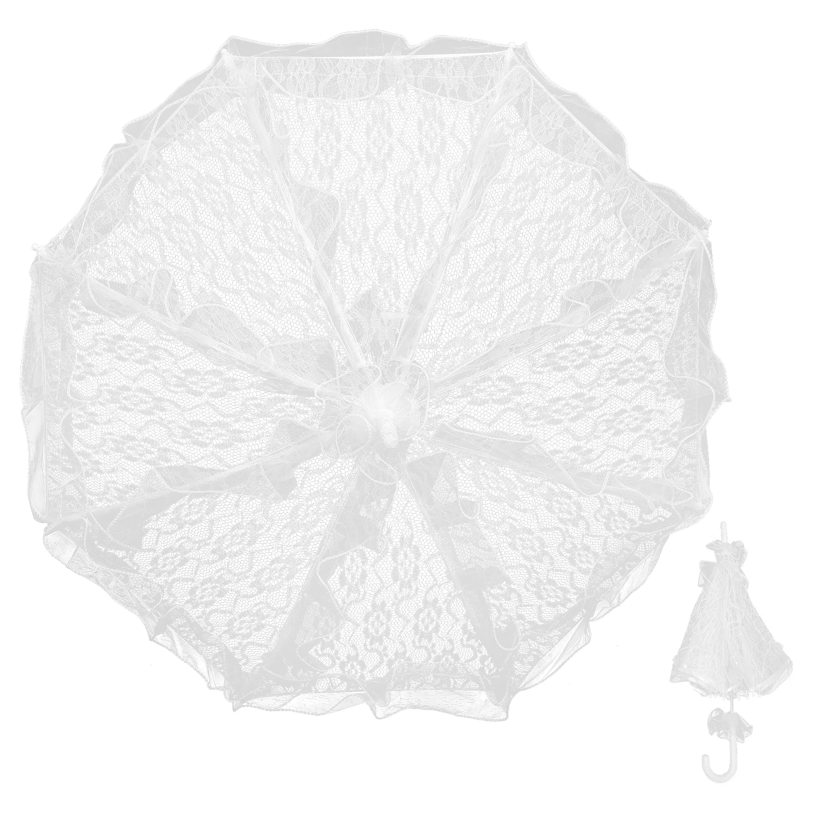 

Wedding Umbrella Bridal Parasol Elegant Lace Cotton Handmade Embroidery Sun Shade Props for Women Girls Photo Tea Party