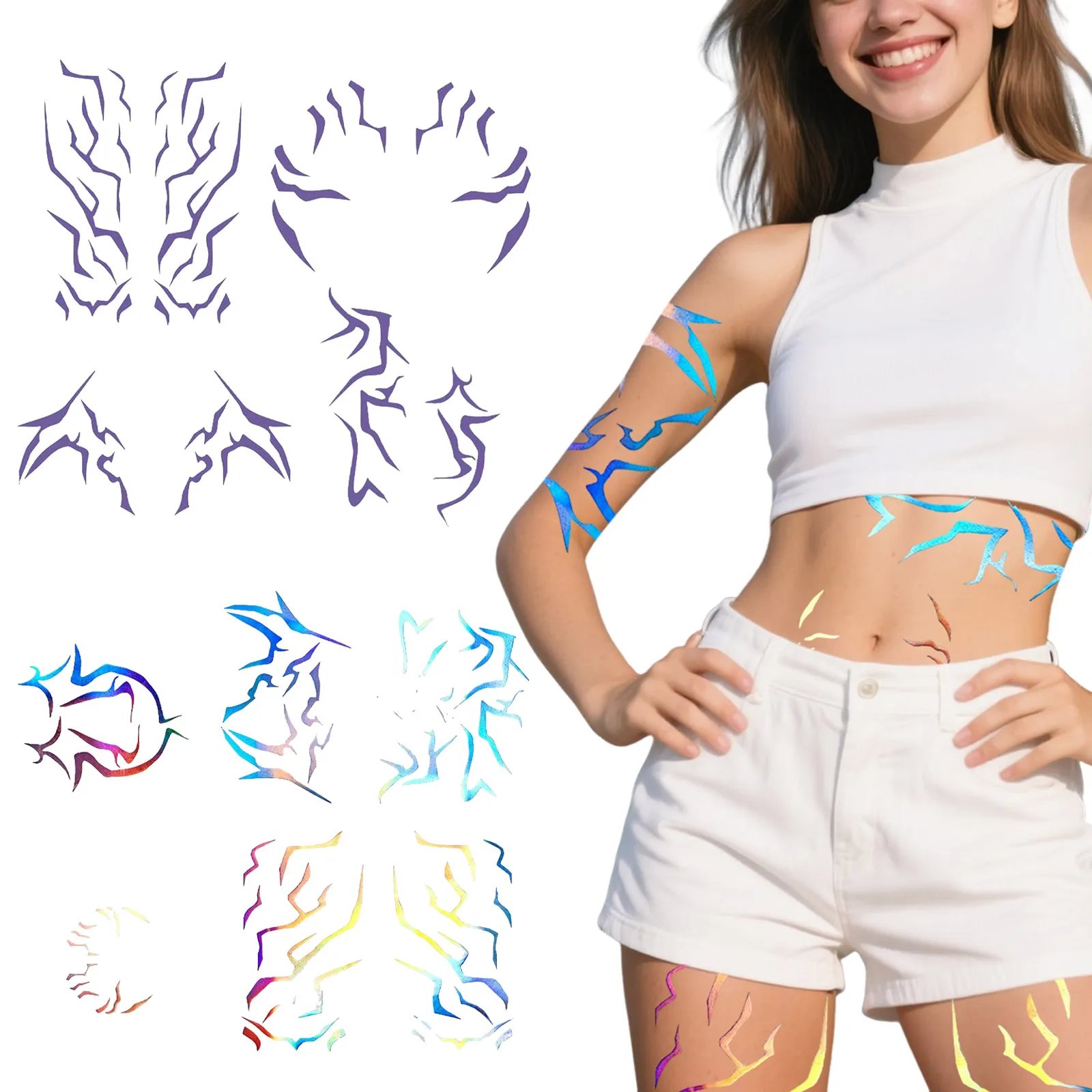 

Elasticated Bandage Temporary Cosplay Stickers Props Cosplay Accessory (Purple+colorful) Ink Cups Medium Festival Makeup