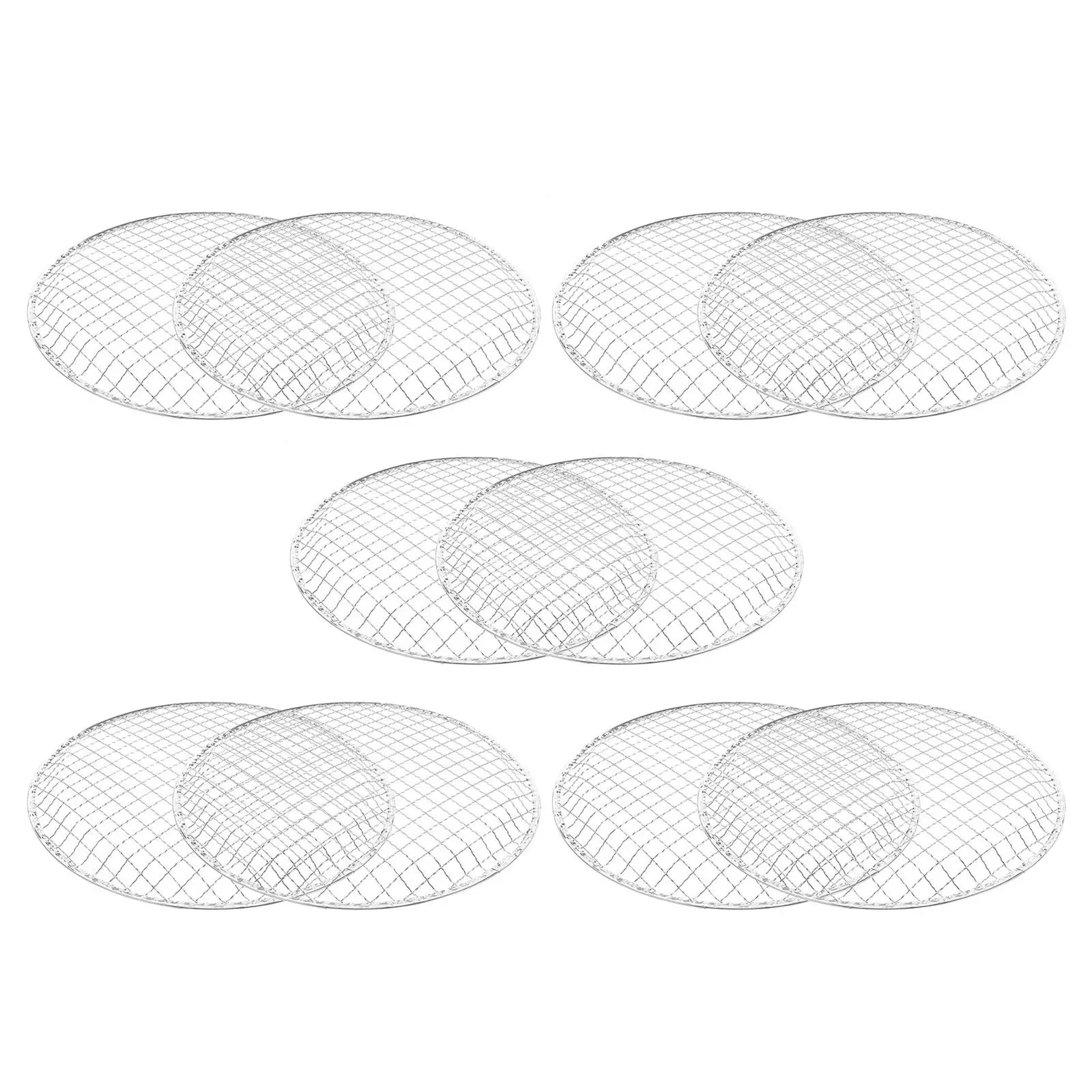 10pcs Thick Stainless Steel BBQ Grill Mesh Mat – Foldable, Reusable, for Outdoor Grilling, Camping & Picnics