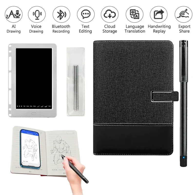 Smart AI Paper Screen Synchronous Notebook Portable Voices Bluetooth Design Painting Handwriting Electronic Book Smart Pen