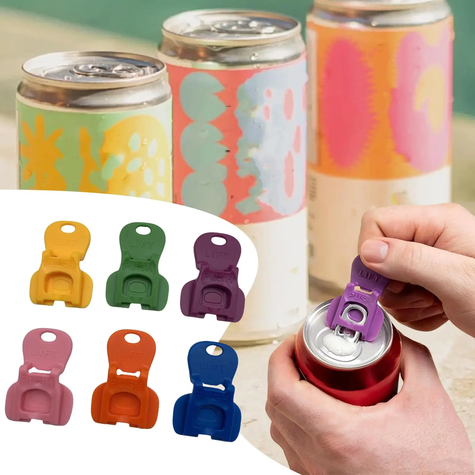 

6Pcs Beverage Can Opener Colorful Beverage Can Protector for Bar BBQ Camping