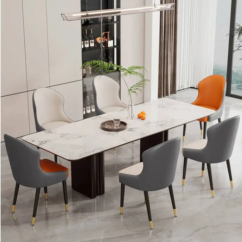 leather dining chair Relaxing negotiation Cafe chair Design Hotel Luxury soft backrest stool room vanity chair home furniture