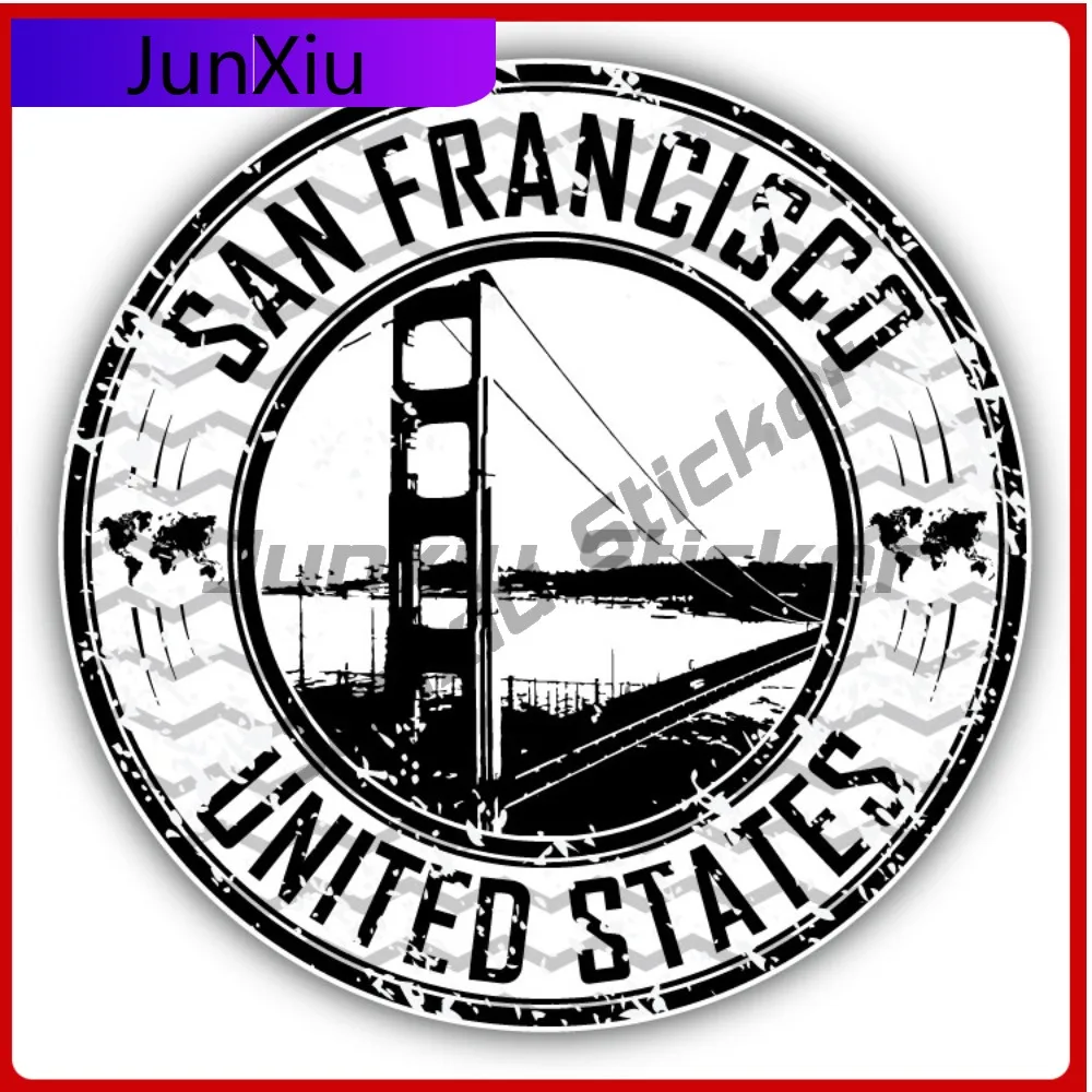 

San Francisco Unied States Creative Sticker Stamp Travel Car Decal Bumper Stickers For Door Trim Cute Style Window Use Waterp