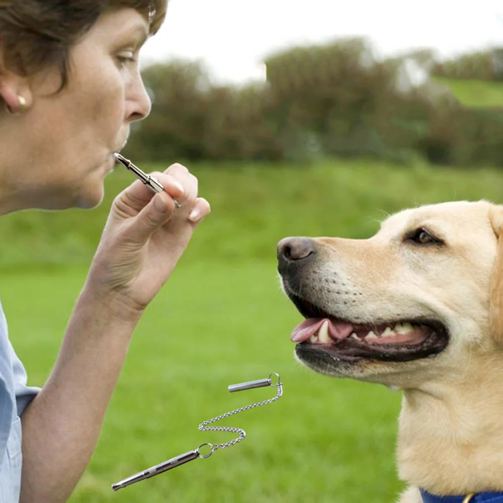 Dog Whistle Training Stainless Steel Stop Barking Repeller Silver Ultrasonic Sound