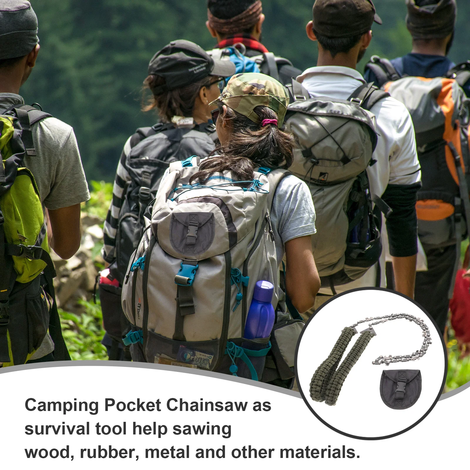 

Pocket Chainsaw Outdoor Portable Wood Cutting Hand Saw Wire Saw Camping Emergency Tool Pocket Chainsaw