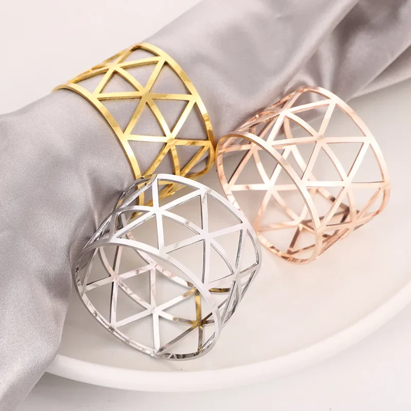 

3/6/12Pcs Gold Silver Napkin Ring Hollow Paper Napkin Buckles Napkin Holder Birthday Wedding Party Decor Dinner Table