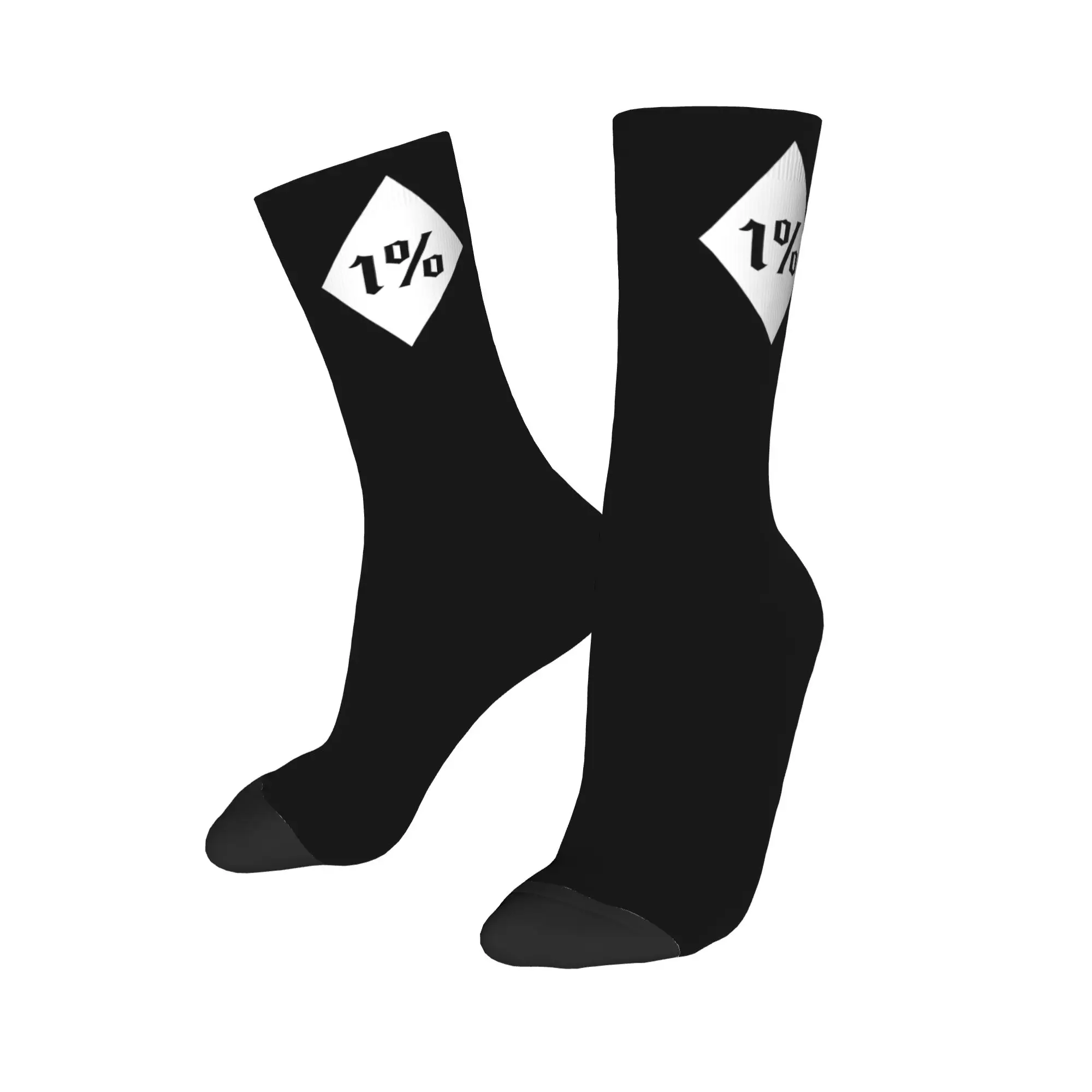 

Custom 1% Logo Mens Crew Socks Unisex Novelty Percent Spring Summer Autumn Winter Dress Socks