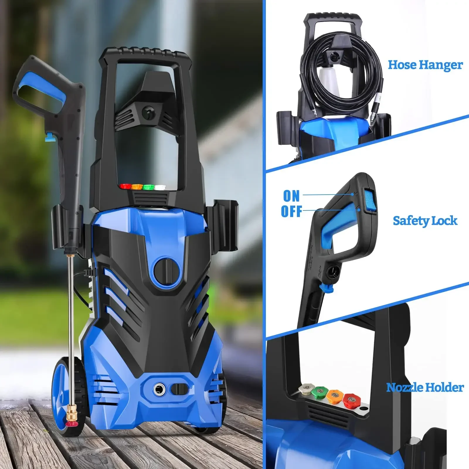 Electric Pressure Washer - 4000PSI Max 3.2 GPM Power Washer with Smart Control and 3 Levels of Adjustment, 4 Nozzles, Foam Canno