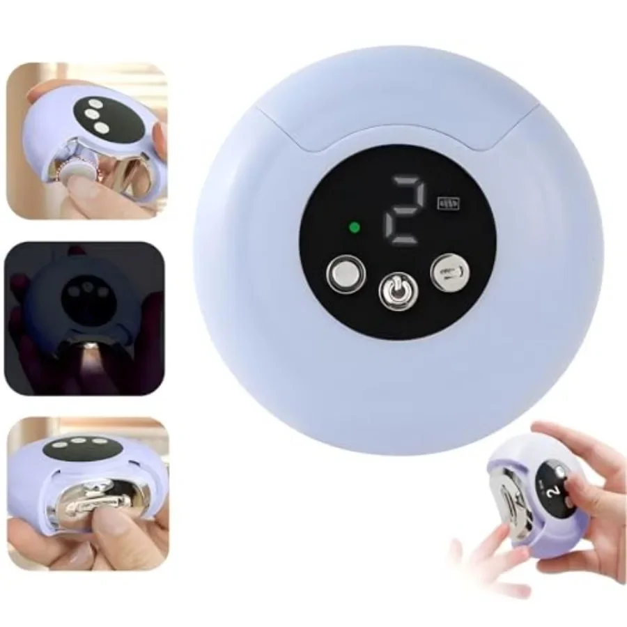 

360 Rotation Electric Nail Clipper with 3in1 Function for Safe and Efficient Nail Trimming: Automatic Polishing Builtin LED Lig