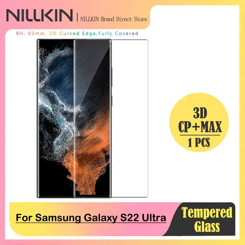 

Nillkin 3D CP+MAX Screen Protector for Samsung Galaxy S22 Ultra 5G, Tempered Glass, Full Coverage, Anti-Glare Screen Film,