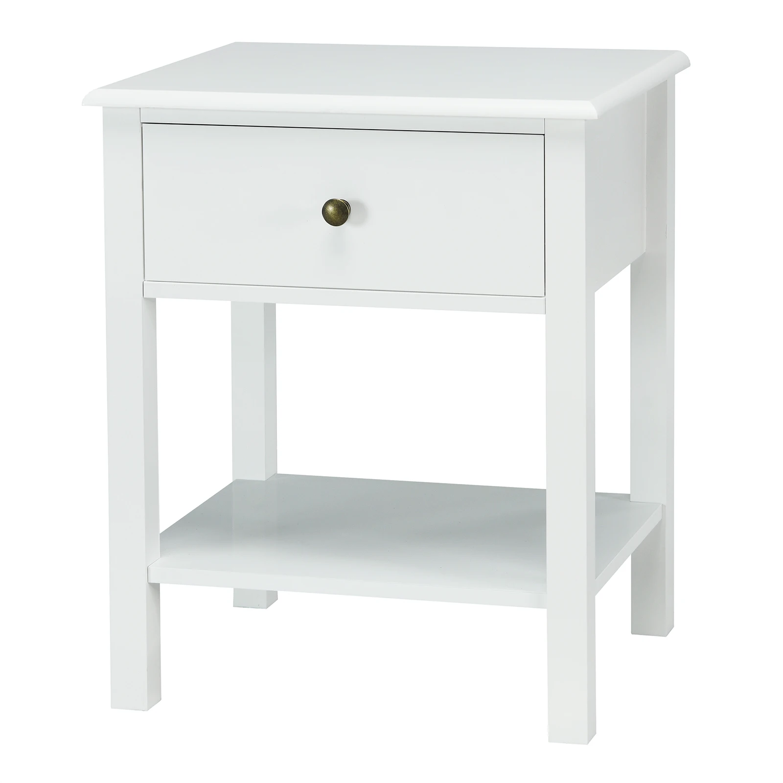 

End Table Nightstand Storage Display Drawer Shelf Beside Bedroom White