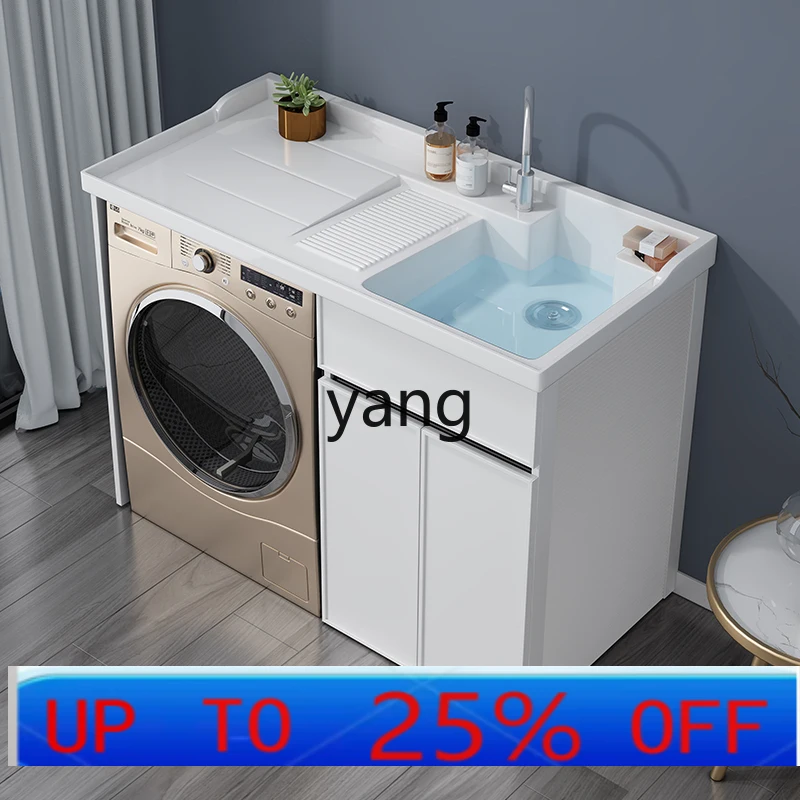 Armoire à linge de balcon Lcx en pierre de quartz avec planche à récurer et lavabo intégré, combinaison d'armoire à linge, pour un autre