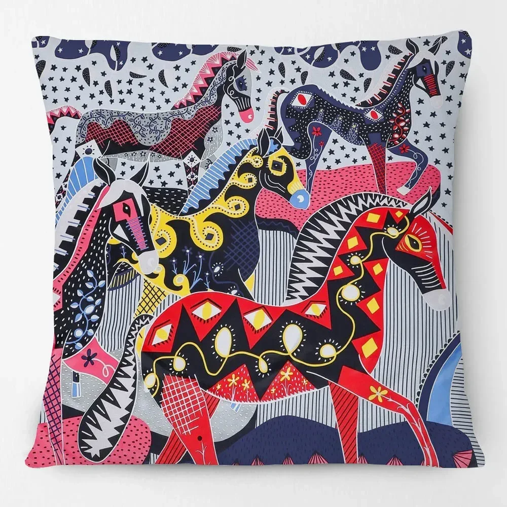 Fashion Multicolor Horse Head Cushion Covers Luxury Animals Sofa Decorative Pillows Case 45X45CM decorative pillows