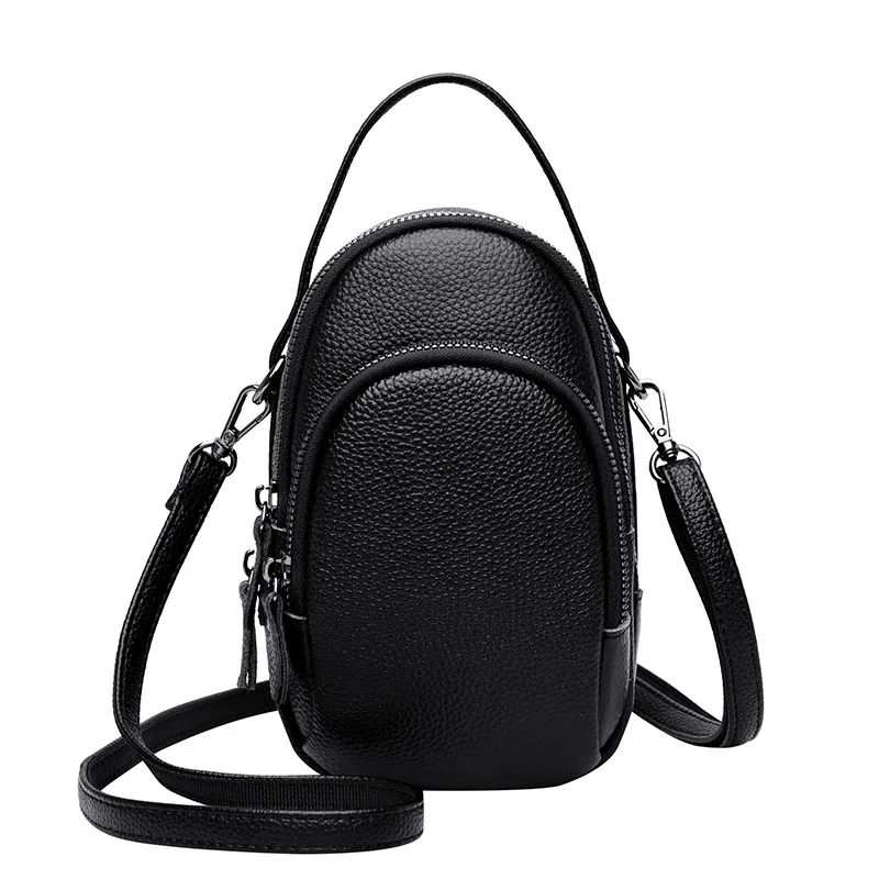 High Quality Soft Genuine Leather Phone Bag Women Multilayer Cowhide Shoulder Messenger Bag Designer Handbag Luxury Female Sac