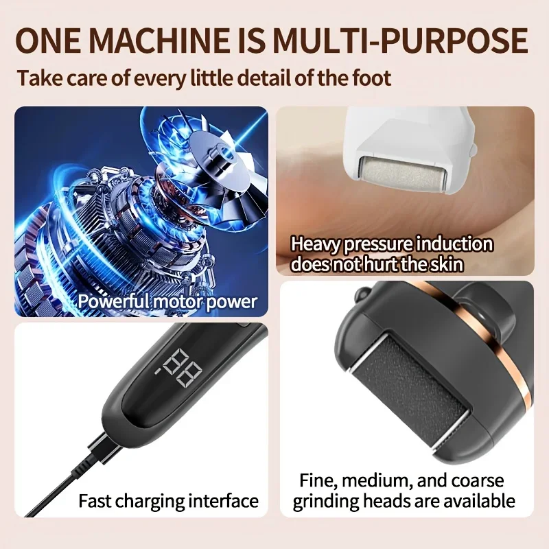 أداة باديكير القدم الإلكترونية القابلة لإعادة الشحن عبر USB، مزيل القدم الكهربائي المحمول، هدية مثالية للصديقات والأمهات #4