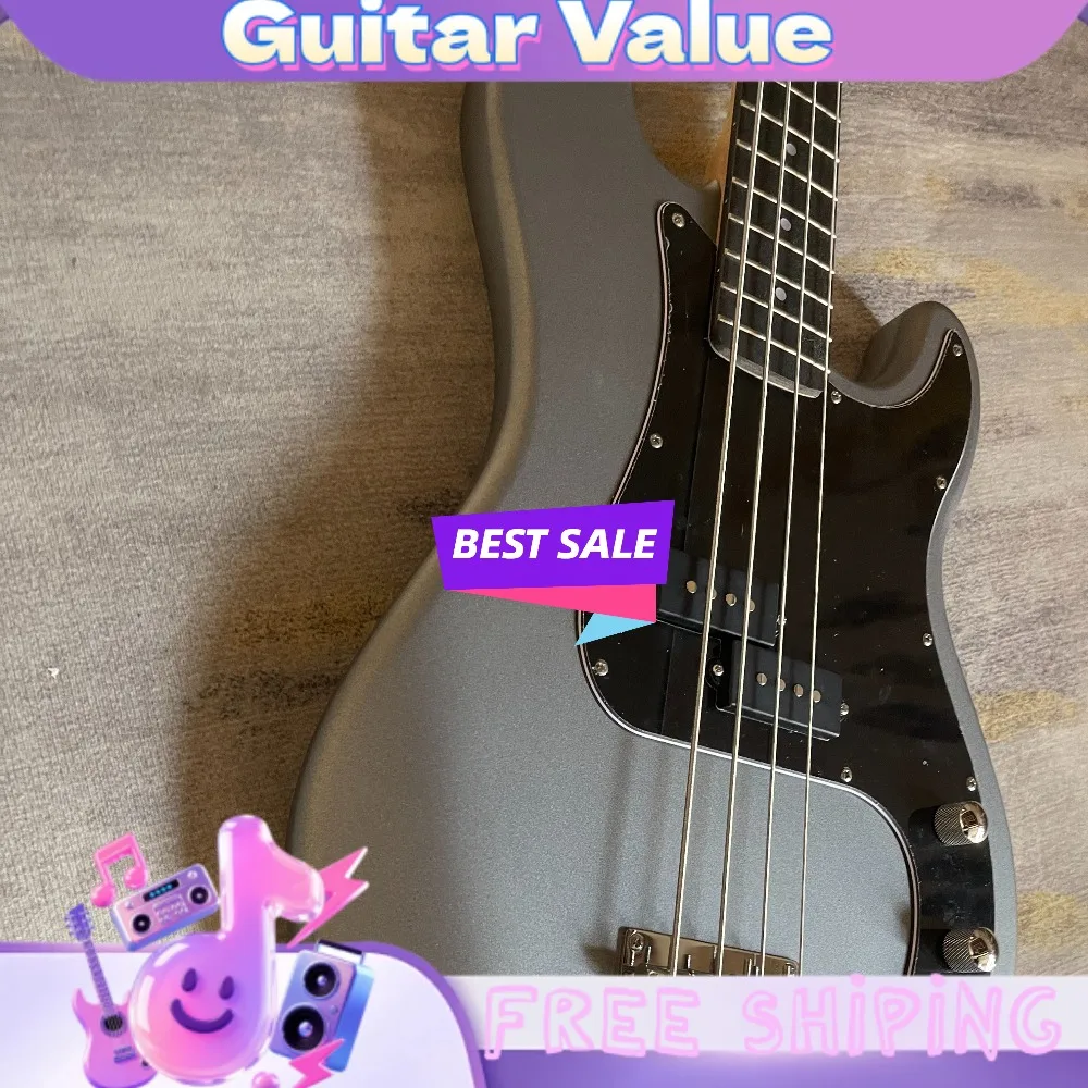 Silver Gray P Bass Guitar Two Split Humbucker Pickups Classic Precision Shape for Jazz Funk Band Free Shipping Gift