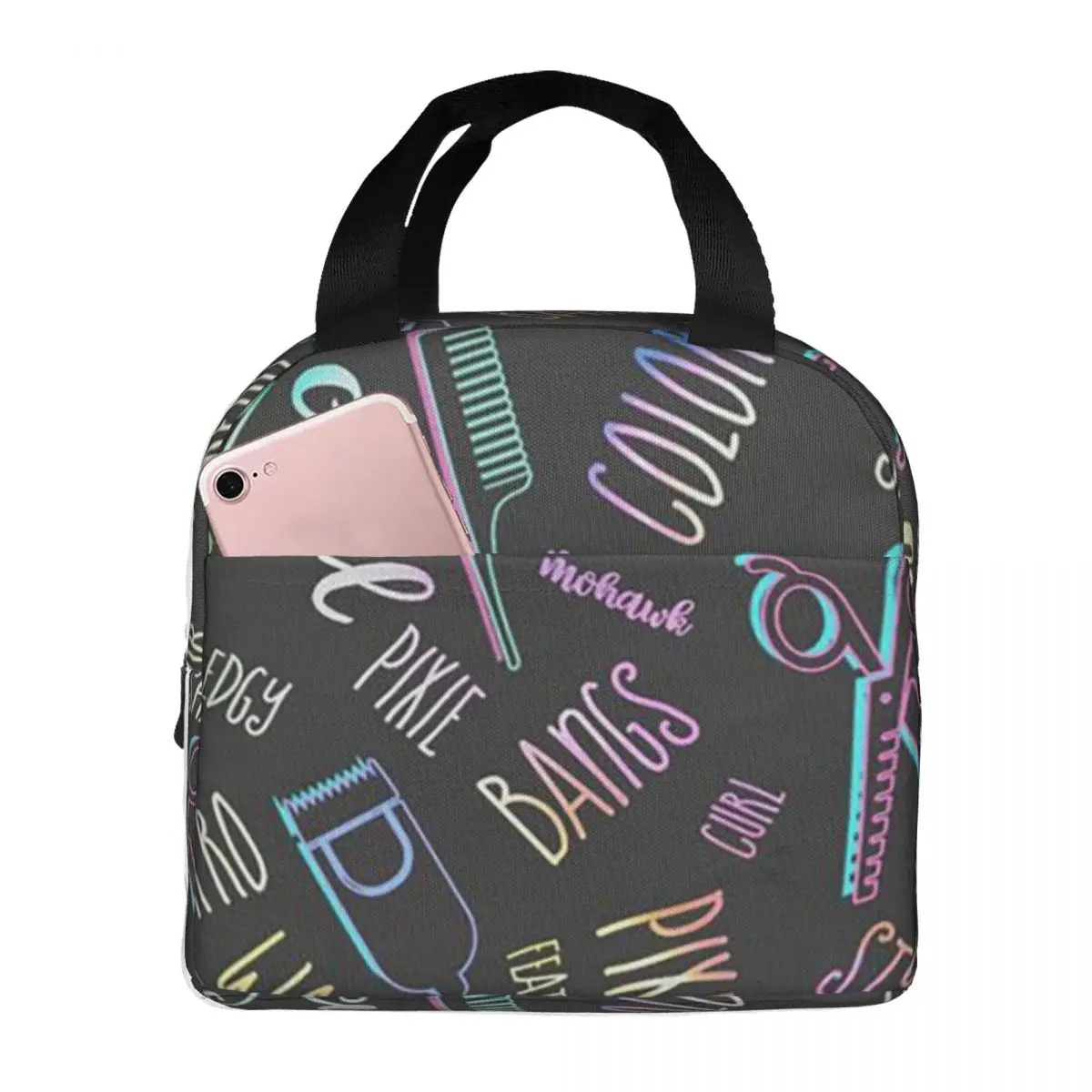 

Salon Hair Dressing Tool Pattern Insulated Lunch Bag for Women Office Cooler Thermal Food Box Tote Lunch Boxes Container