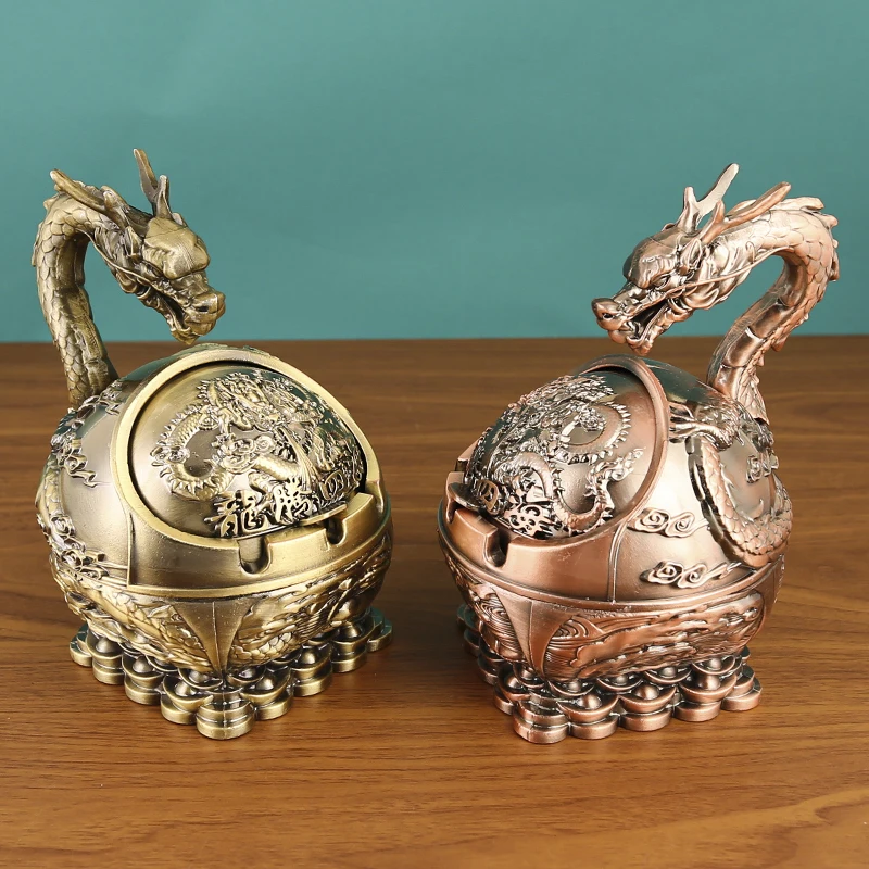 Bronze 12 Zodiac Ashtray Animal Ashtray Metal Cigar Ashtray Living Room Office Smoking Accessories Portable Boyfriend Gift