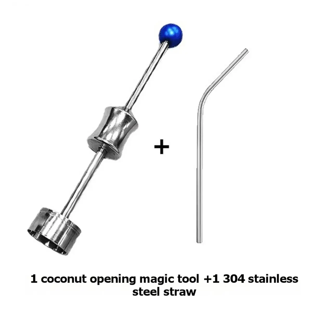 Time Saving Coconut Opener Tool for Young Green Coconut with Stainless Steel Drinking Straw Set Hole Opener, Drilling