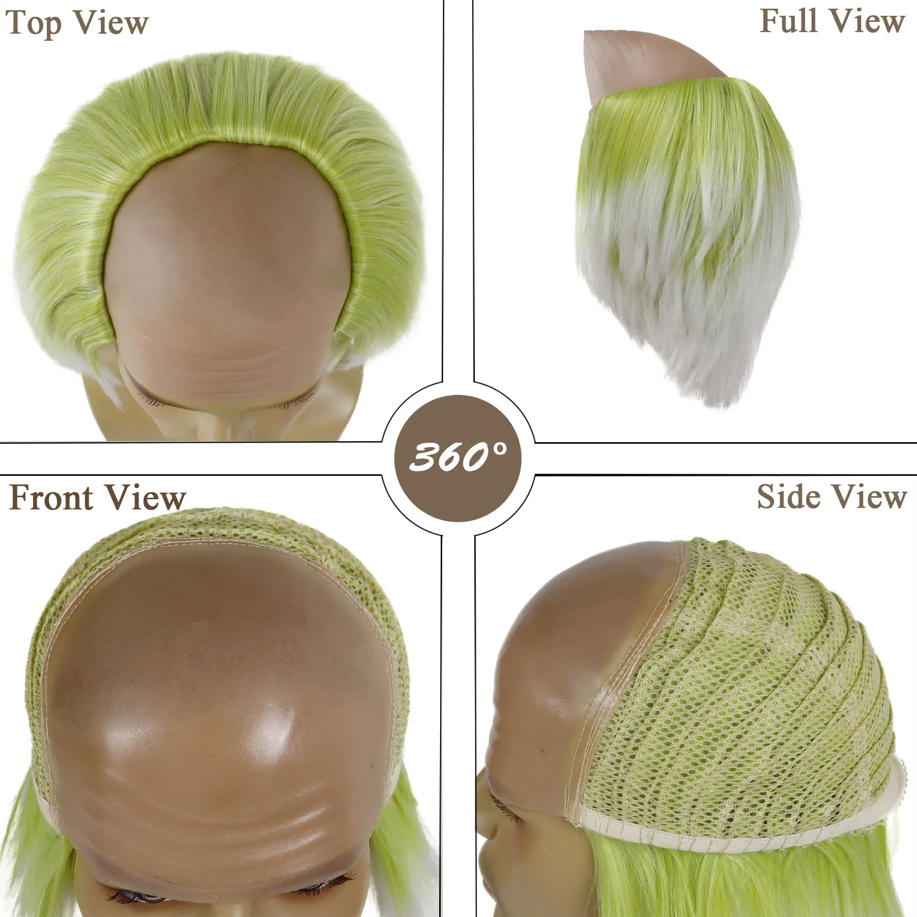 شعر مستعار اصطناعي أومبير أخضر أبيض مهرج أصلع خوذة أنيمي ريك تأثيري شبح المشاعر جنون عالم عبقرية زي قدس