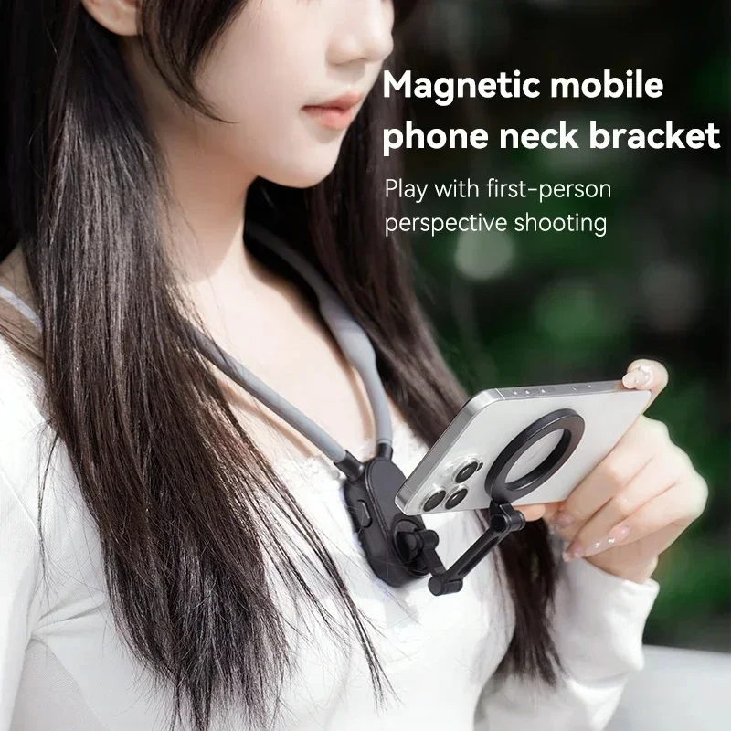 

Neck Strap Lazy Bracket 360 Rotating Magnetic Phone Holder Portable Hands-Free Phone Clip Strong Magnet Comfortable Phone Mount