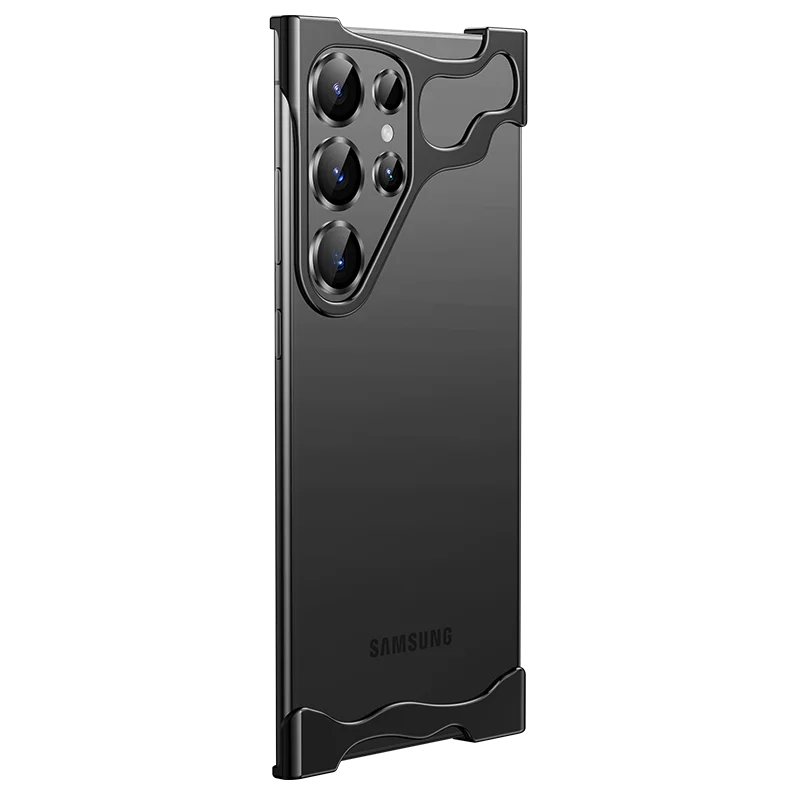 

Irregular Metal Bumper Phone Case Samsung Galaxy S23 S24 Ultra With Lens Film Protection Bare Aluminum Alloy Shockproof Cover
