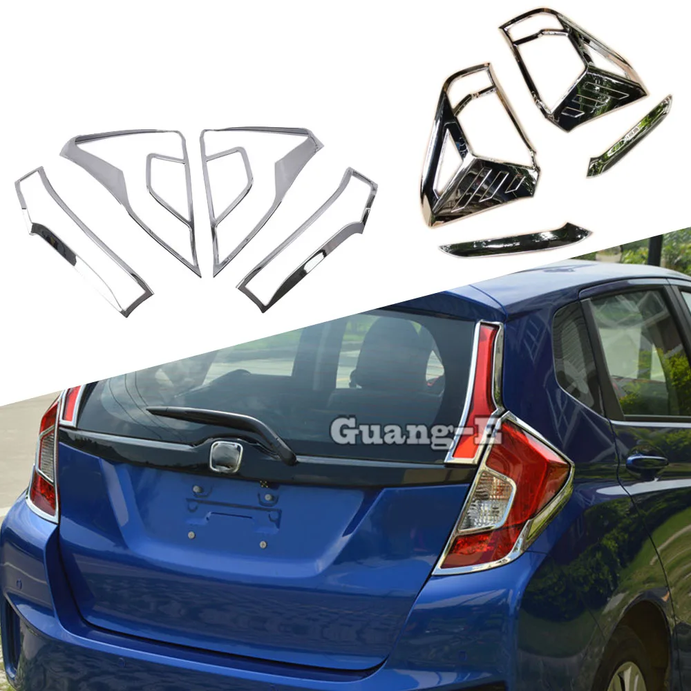 Car Rear Back Light Lamp Hood Molding Frame Stick Styling ABS Chrome Cover Trim Hoods For Honda Fit Jazz 2014 2015 2016 2017