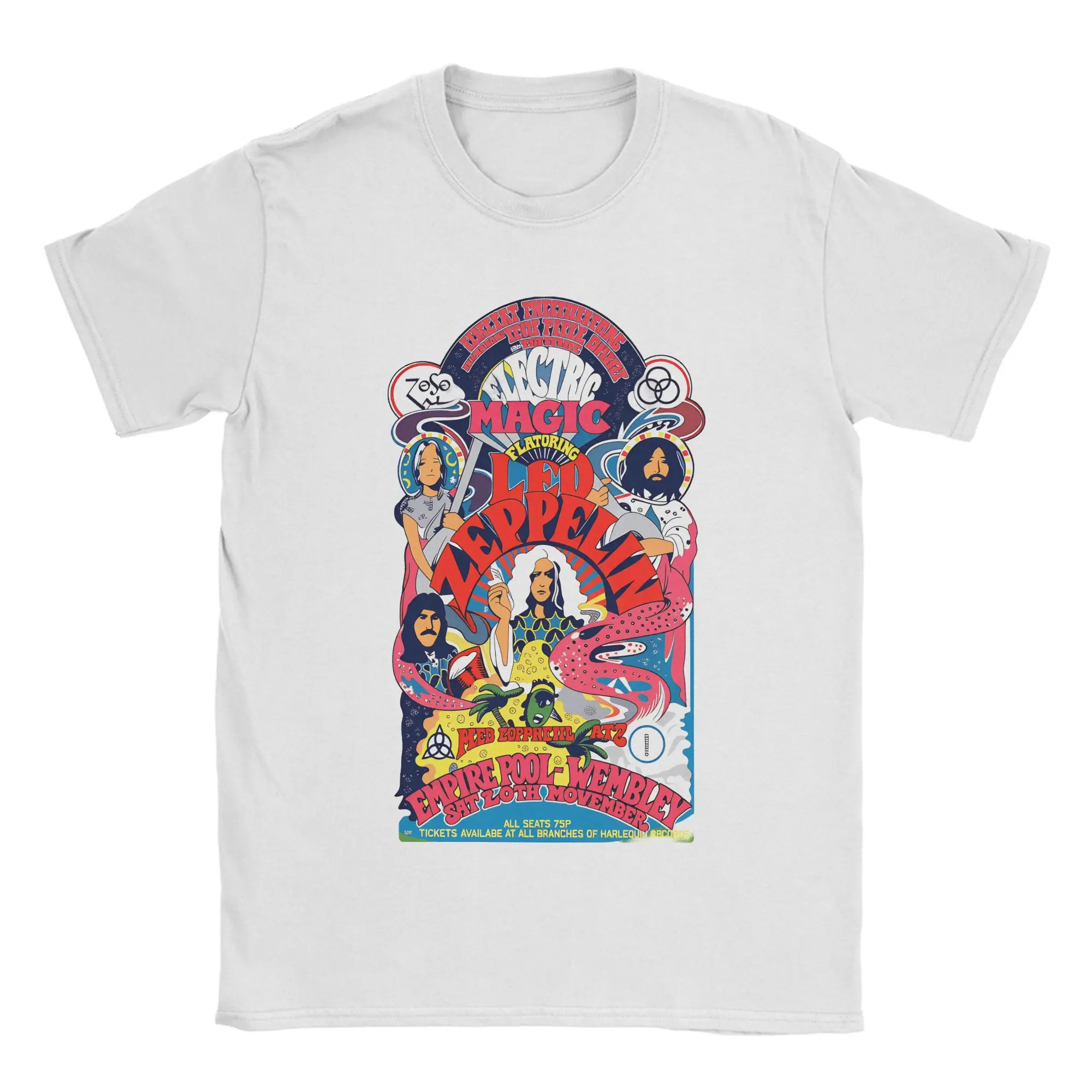 Camiseta The Mother Ship Led Zeppelin, camisetas masculinas de verão, camisetas de algodão com gola redonda, roupas oversized, manga curta, streetwear