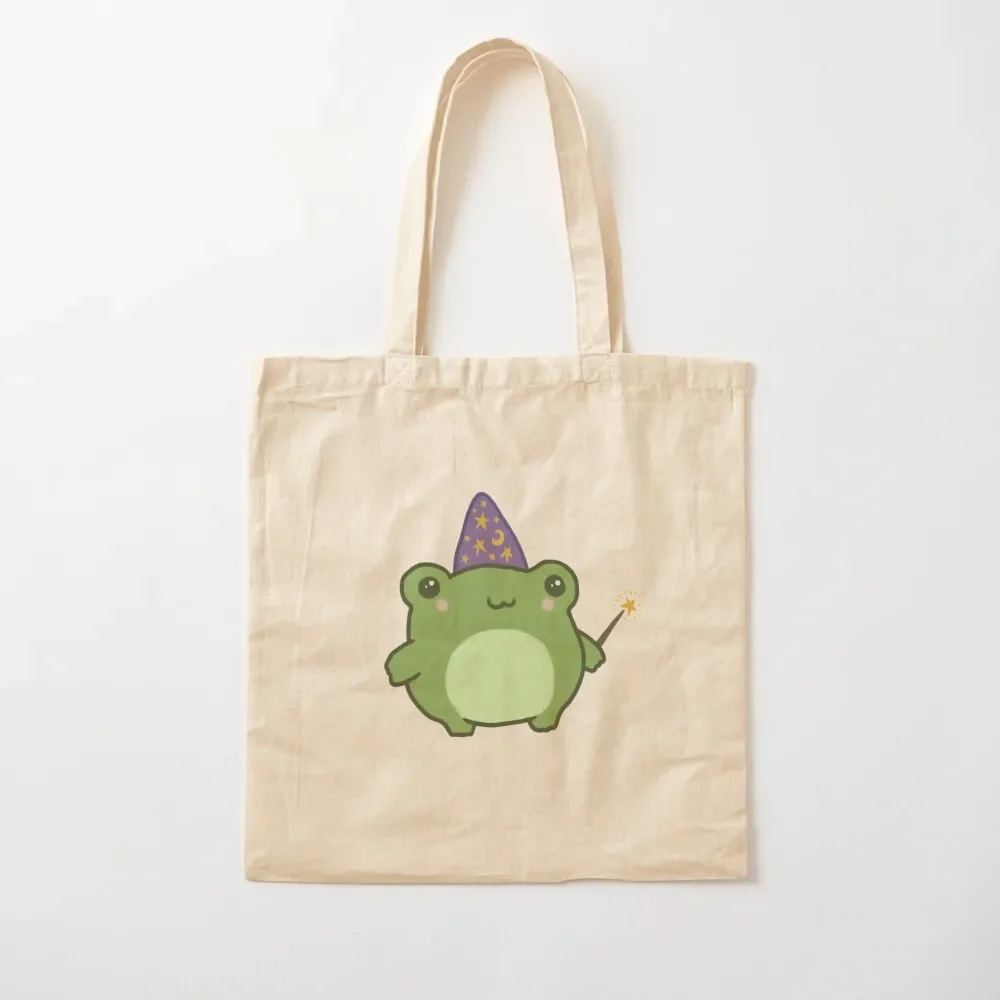 

Chubby Frog Wizard: Cottagecore Kawaii Toad with Magic Wand, Purple Cap, Ideal Fantasy Gift for Teens and Kids Tote Bag