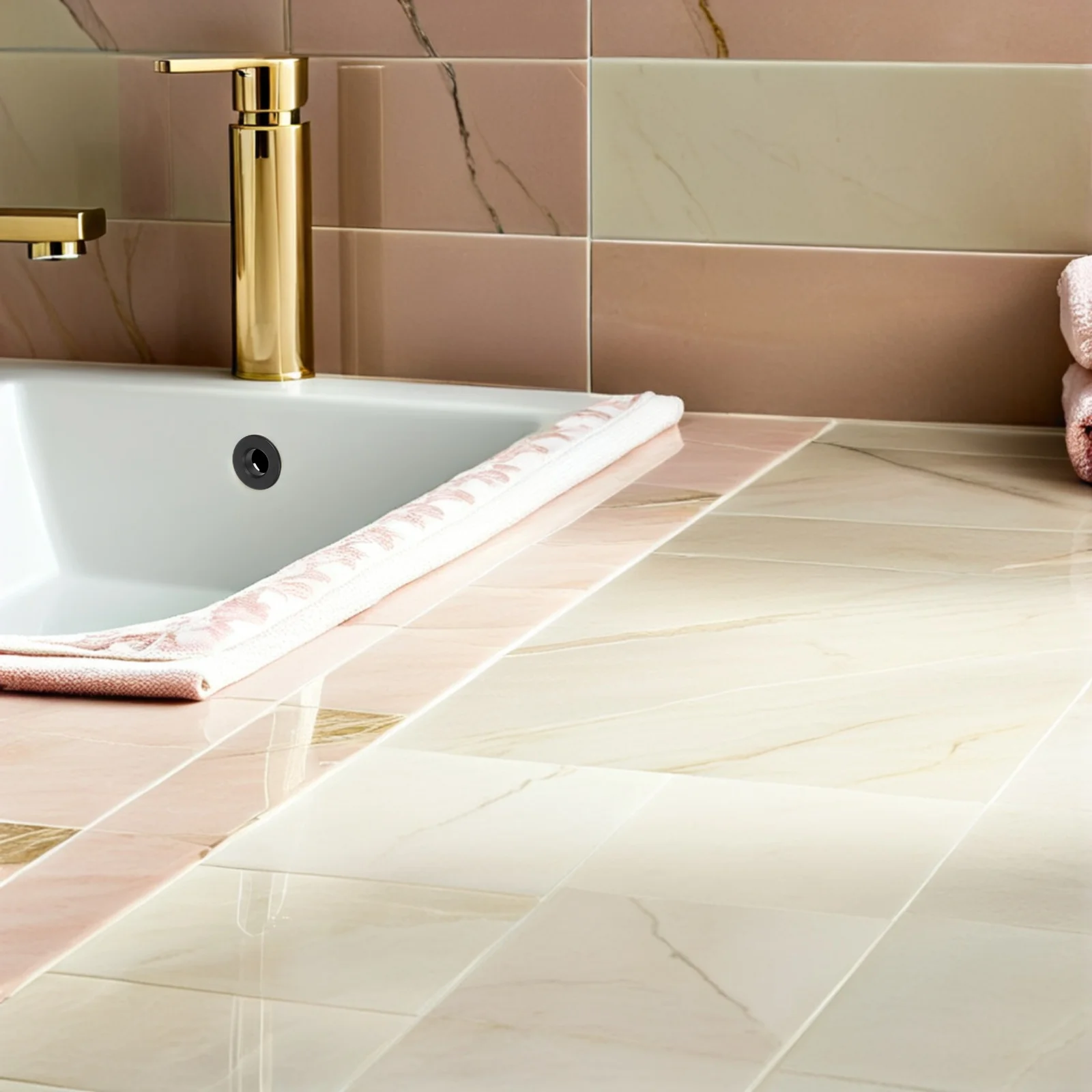 

2Pcs Sink Overflow Hole Decorative Cover Black Bathroom Sink Overflow Drain Cover Anti-Clog Trim Ring for Washbasin Vanity