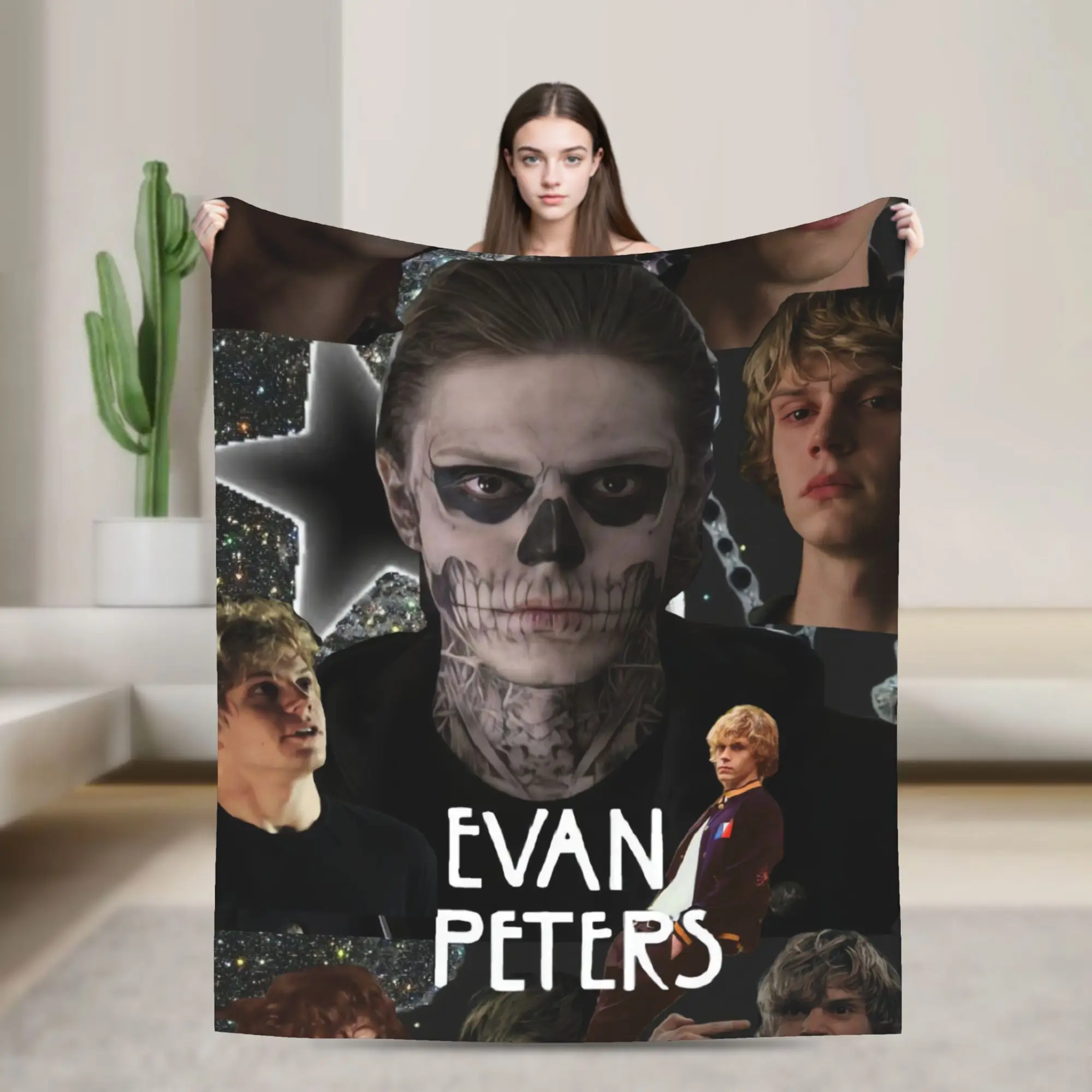 Bold Evan Peters Dark Edit Blankets Quality Super Warm  Throw Blanket Spring Travel Office Couch Chair Funny Bedspread