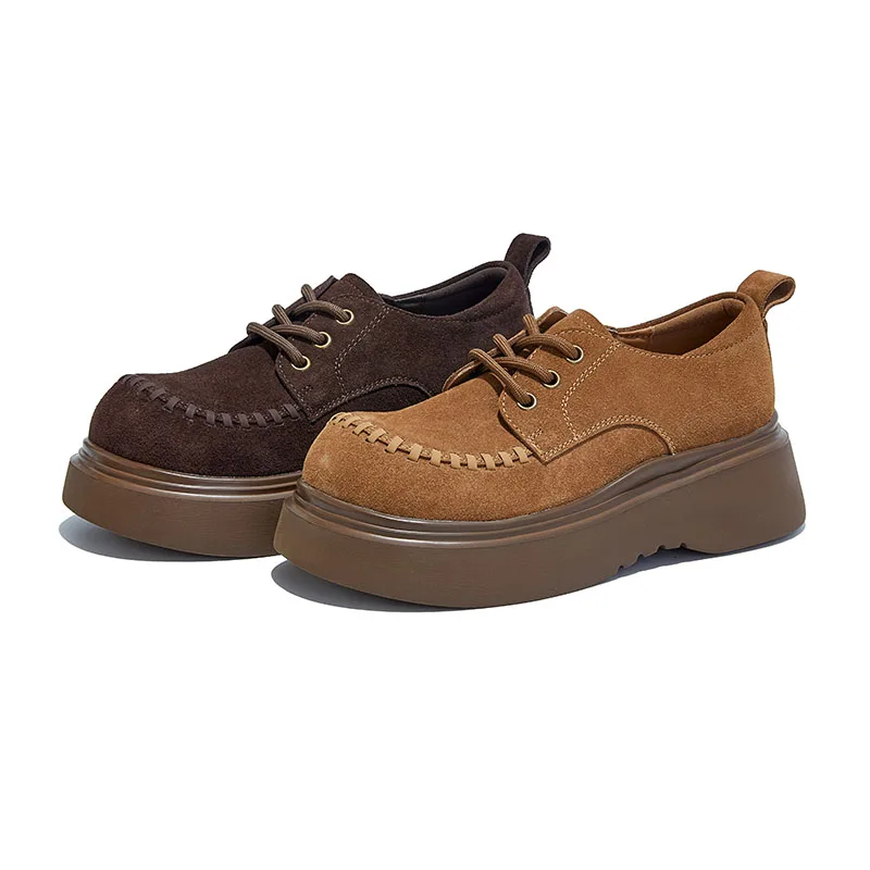 

AIYUQI 2025 New Women's Oxford Shoes Thick-soled Lace-up Women Loafers Large-Size Female Casual Shoes