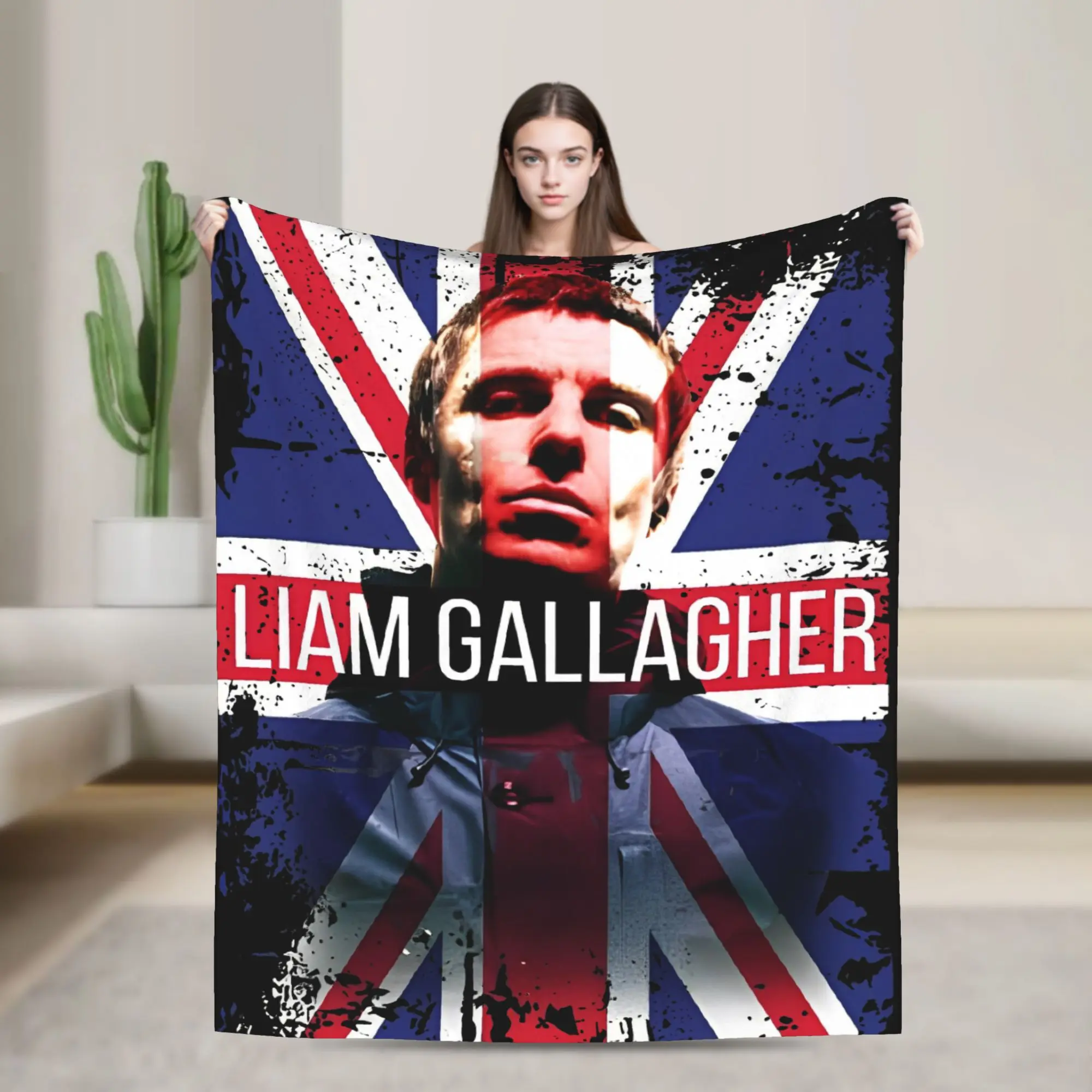 O-oasis Liam Gallagher at Gig Blankets Wool Vintage Warm Throw Blanket for Home Restaurant Spring Autumn