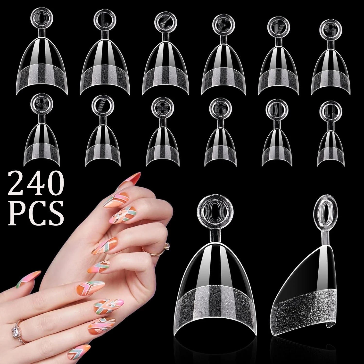 ARTAUG 240 Stück kurze Nägel zum Aufdrücken, quadratisch, weiß, Gel-Lucency-Kunstnägel, vollständige Abdeckung, künstliches Nagelset, zum Aufdrücken der Sommer, günstige Nägel – Detail 17