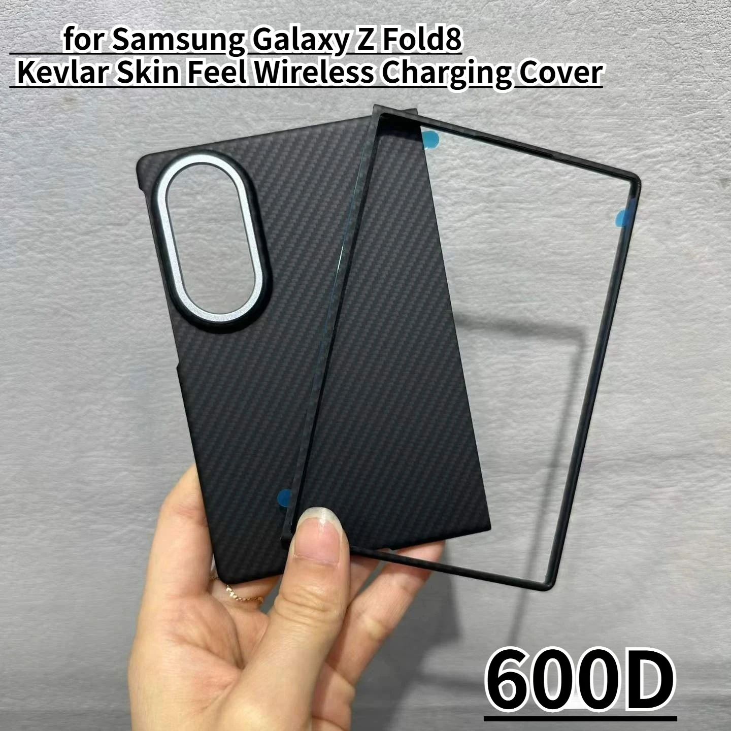 Image of 600D Carbonfaser-Muster Magnetische Hülle für Samsung Galaxy Z Fold 8 Kevlar-Haptik Kabelloses Laden Business-Schutzhülle