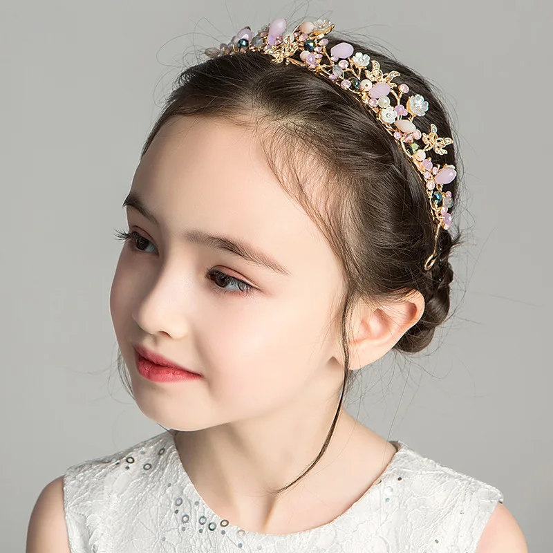 Children's Headwear Head Flower Wreath Headbands Girls Hair Accessories Princess Girls Pearl Headband Performance