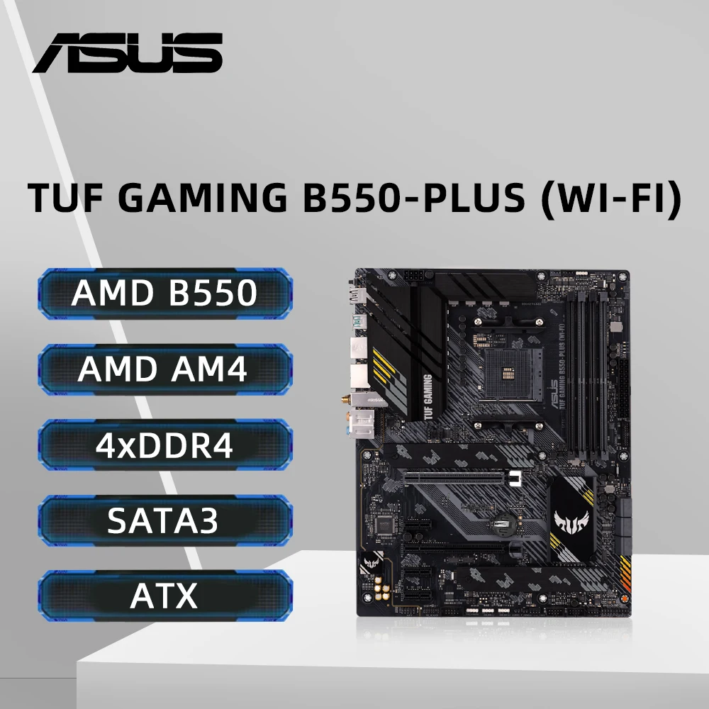 اللوحة الأم ASUS TUF GAMING B550-PLUS WIFI II AMD AM4 تدعم Ryzen 5 5600 R7 5700X3D CPU Dual M.2 WIFI 5 HDMI PCIe 4.0 ARGB ATX #1