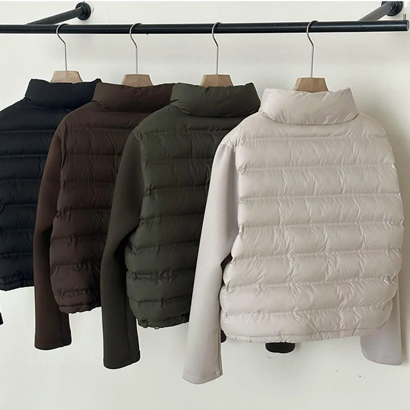 2025 여성 패치워크 코튼 재킷 슬리밍 슬림핏 스탠드 칼라 다운 코튼 재킷 여성 H587